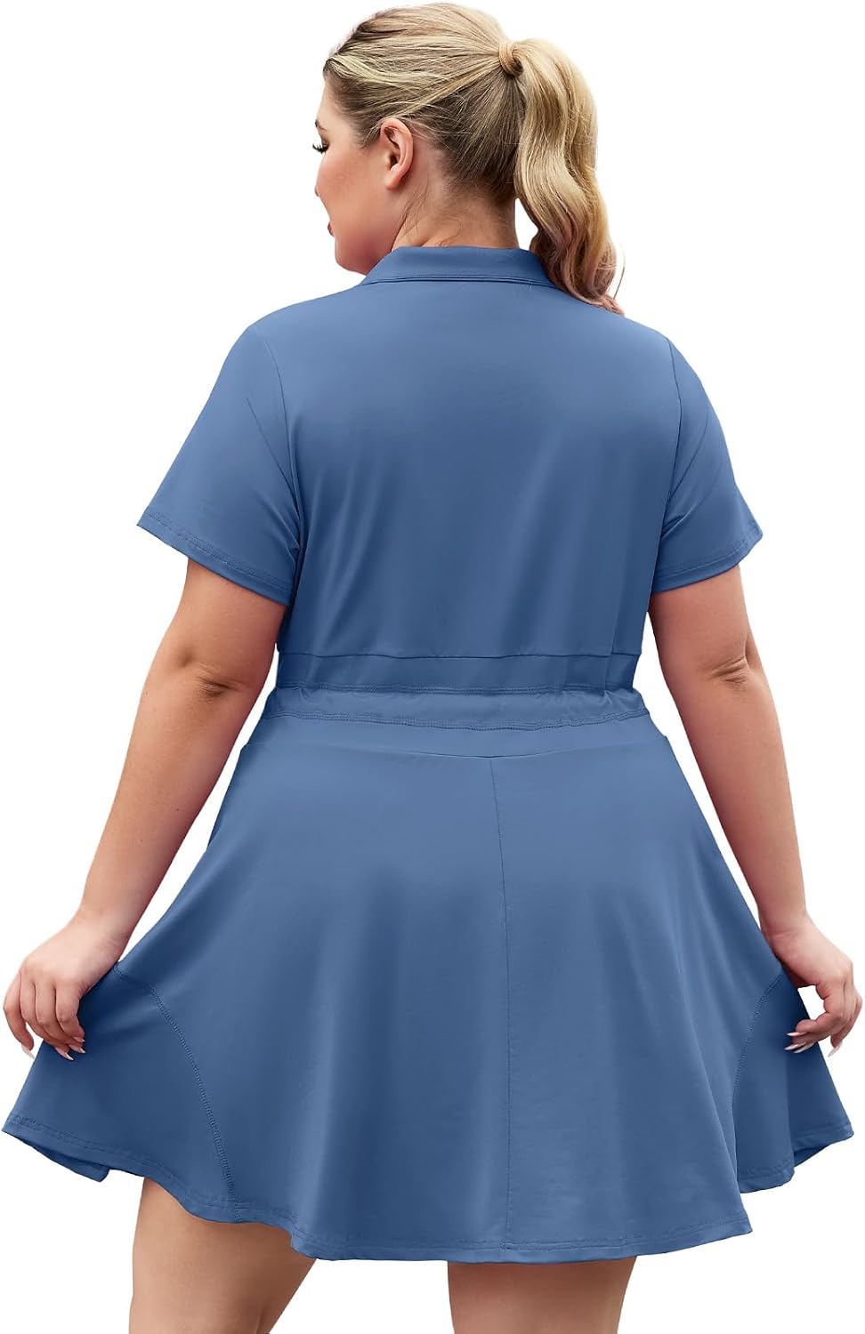 Tanst Sky Womens Plus Size Golf Dress with Shorts Short Sleeve Zip Up Tennis Workout Athletic Dresses Two Piece Set