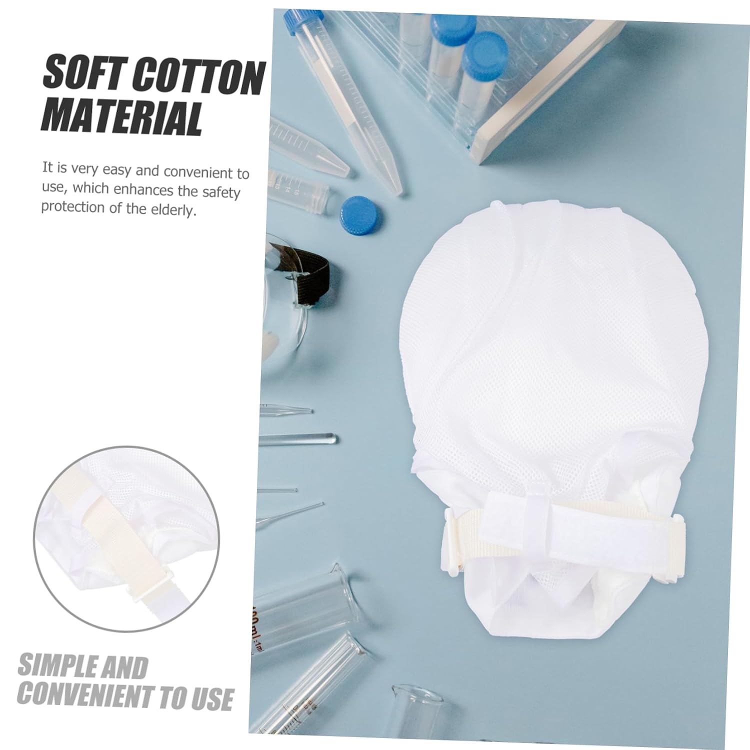 Elderly Hand Immobilization Glove Soft Mitt for Patient Safety Prevents Self Injury Extubation Reusable Material for Home Hospital Use