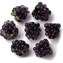 DanLingJewelry 10Pcs 3D Purple Berry Fruit Beads Handmade Lampwork Raspberry Spacer Beads for DIY Jewelry Making Crafts