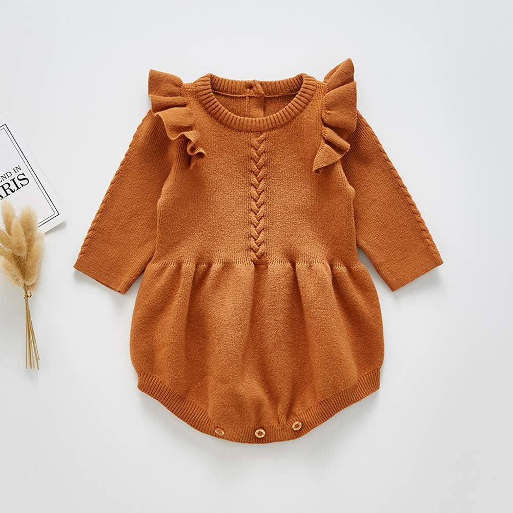 IMEKIS Newborn Baby Girls Sweater Romper Knit Fall Outfit Ruffles Long Sleeve Knitted Bodysuit Winter Clothes for Photo Shoot : Clothing, Shoes & Jewelry