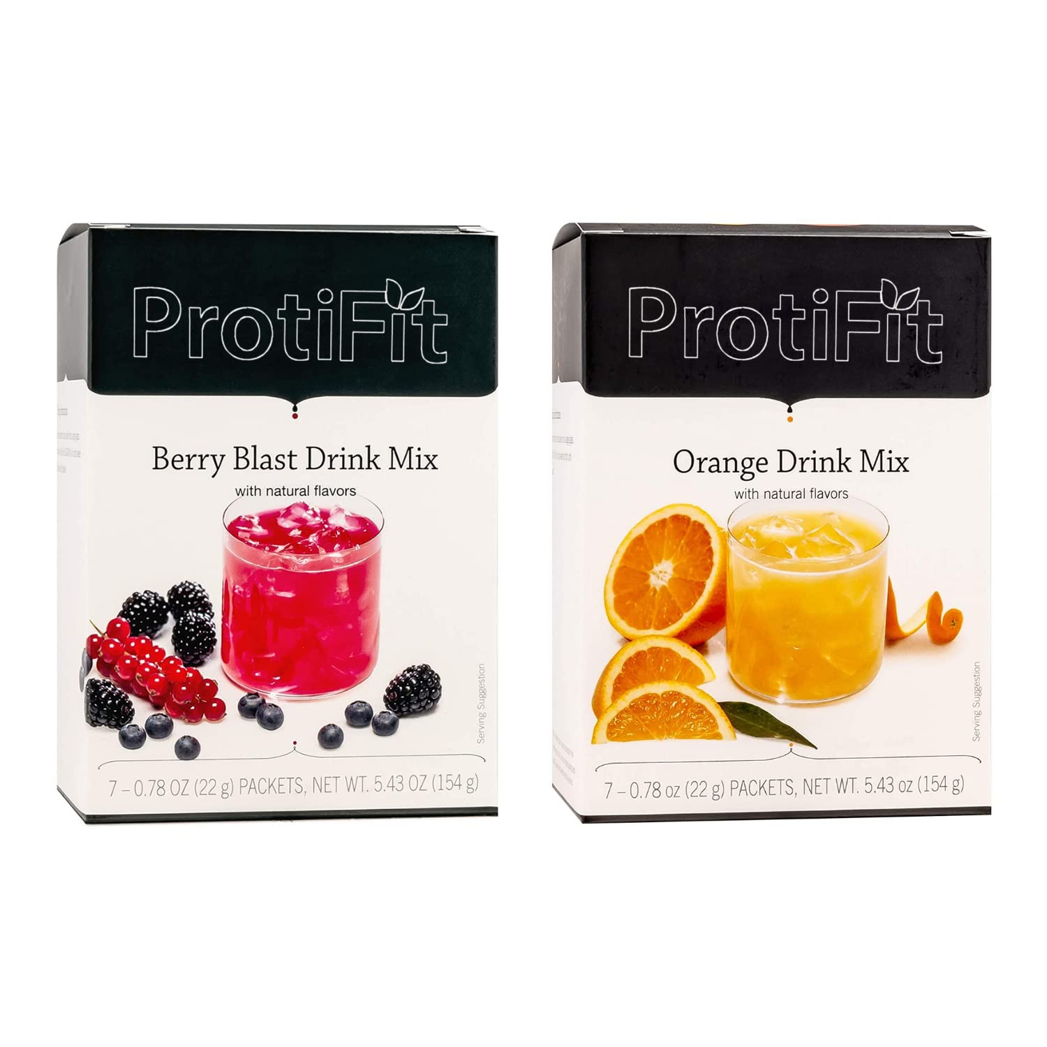 PROTIFIT - High Protein Berry Blast & Orange Fruit Drink 2 Pack, 15g Protein, Low Calorie, Sugar Free, Ideal Protein Compatible, 7 Servings Per Box, (2 Pack)