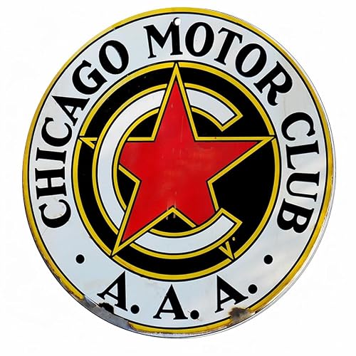 Brotherhood Round Metal Sign for Chicago Motor Club AAA - Garage Wall Decor