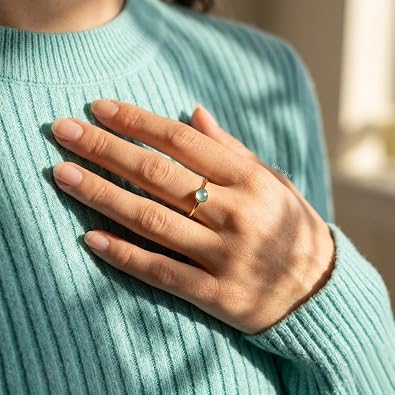 Tiny Gemstone Stacking Ring, Minimalist Dainty Thin Ring Band, Simple Stackable Birthstone Ring