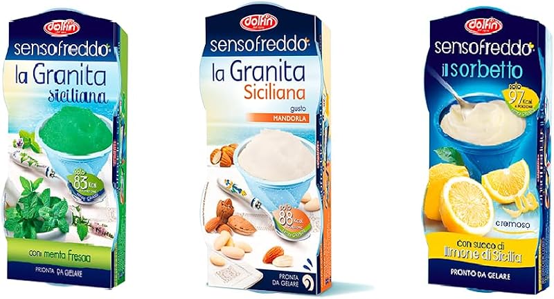 Granita e Sorbetto Siciliani - Senso Freddo Pronti da Gelare - Gusti Assortiti - 6 cfz. da 200 ml