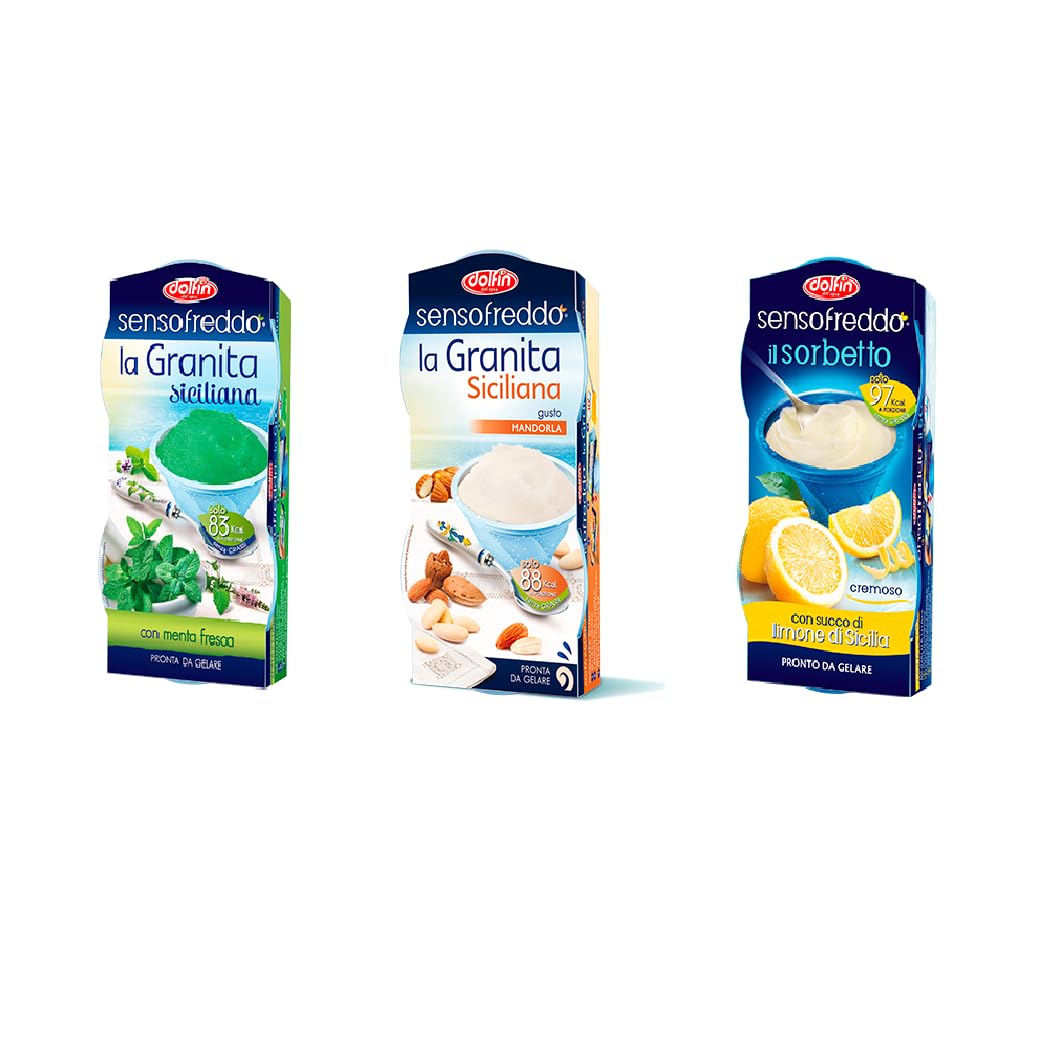 Granita e Sorbetto Siciliani - Senso Freddo Pronti da Gelare - Gusti Assortiti - 6 cfz. da 200 ml