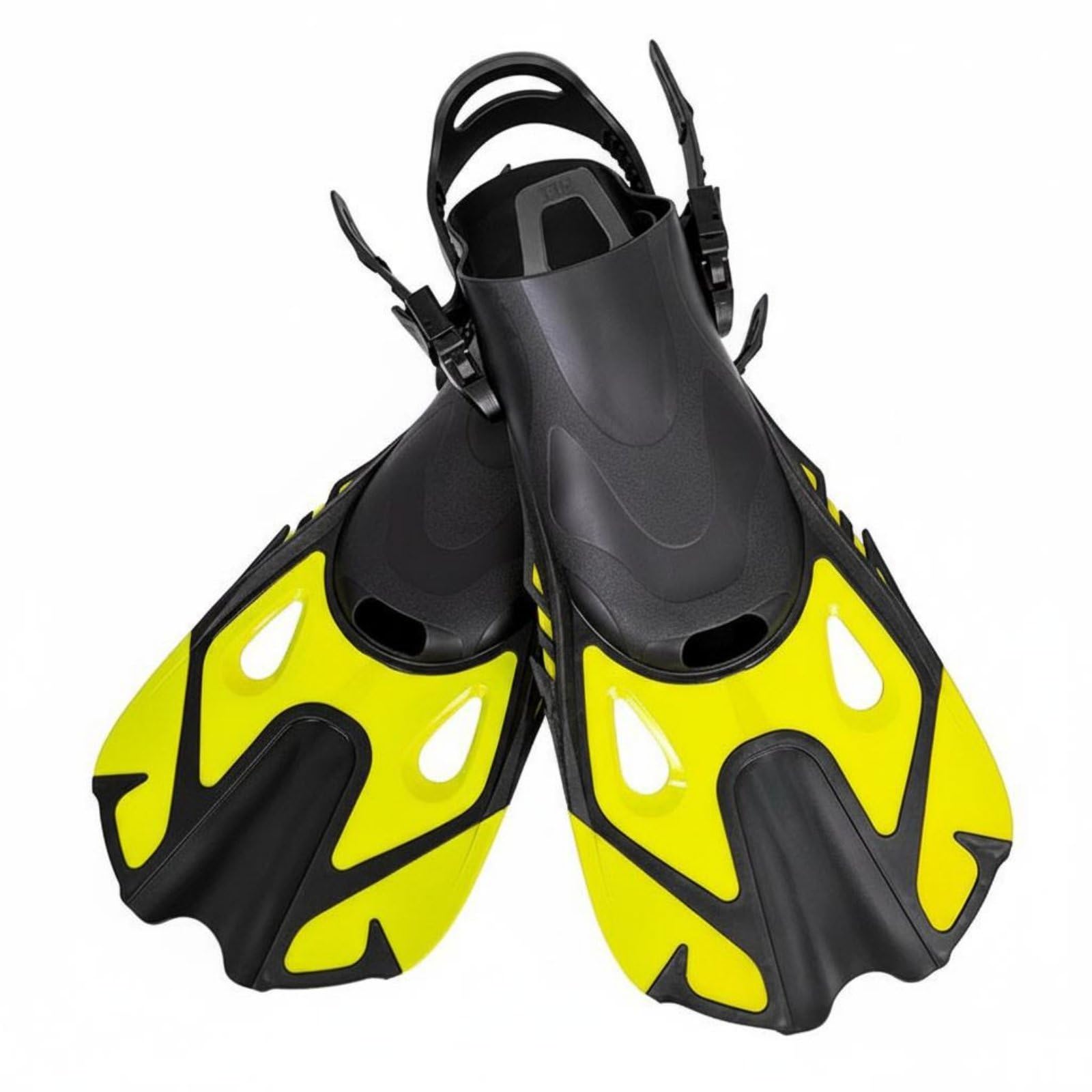 Milageto Palmes de Plongée Palmes Courtes Palmes de Natation Palmes d'Entraînement Efficacité en Eau Salée et Chlorée avec Poche de Pied Flexible et Sangle