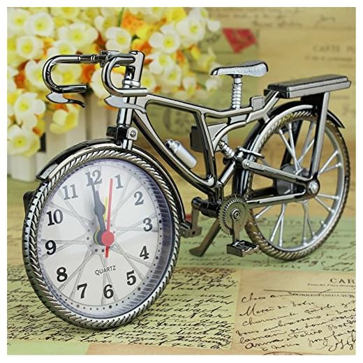 Vintage Mini Motorcycle/Bicycle Model Alarm Clock Battery Powered Desk Shelf Clock Creative (Bicycle Model)
