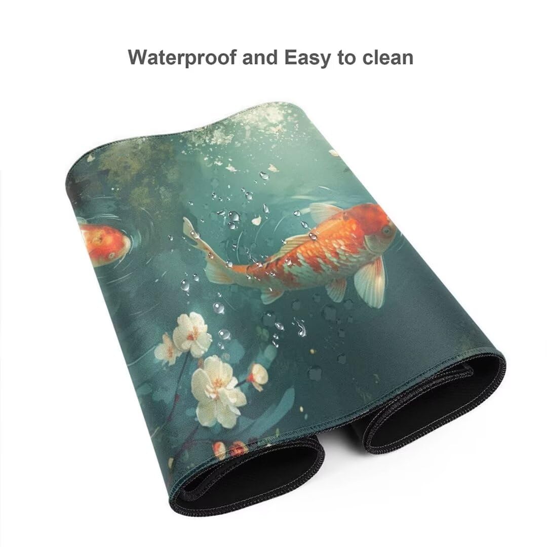 Koi Alfombrilla Ratón XXL Alfombrilla Raton 1200 x 600 mm, Gaming Alfombrilla Ratón Mar Alfombrilla Escritorio Grande, Impermeable Mousepad Base Antideslizante Mouse Pad XXL para Gamers, Oficina M72