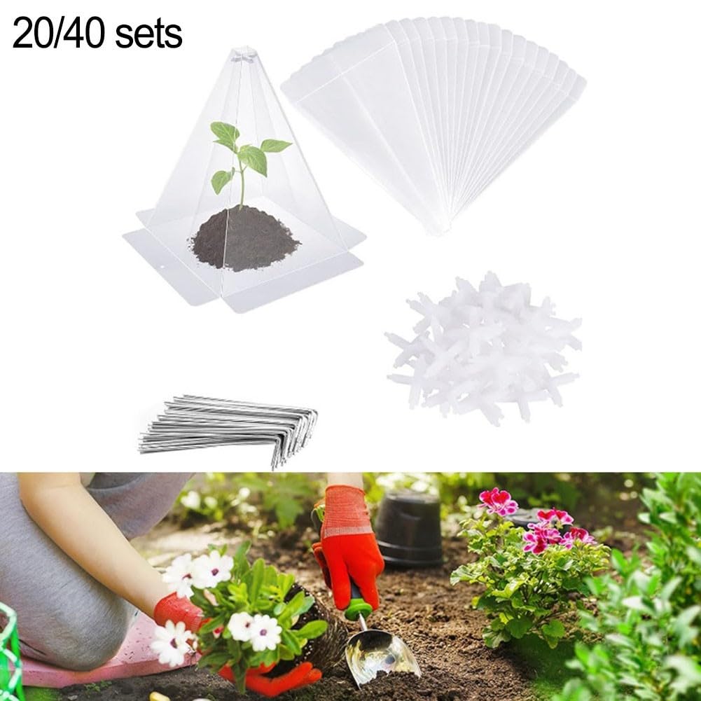 Cloche de jardin réutilisable pour cultiver des légumes, cloches en plastique transparent pour plantes, protection contre les oiseaux, les limaces, les escargots, le gel, les cloches de jardin (40