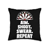Darts Player Problems Funny Design Throw Pillow