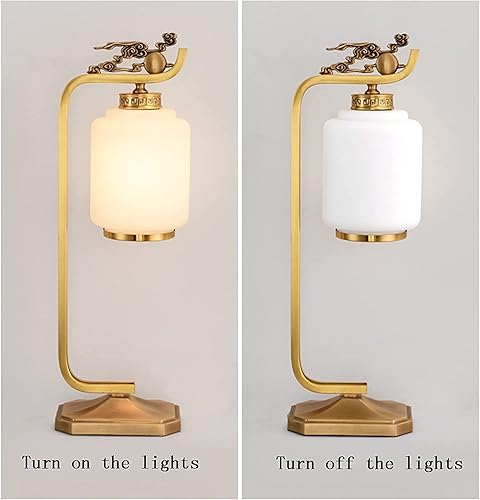 Miniatura 3 de JITEM Lámpara de Mesa - Lámpara de mesa de nube china, rústica, de cobre, E27, lámpara de mesita de noche vintage dorada, lámpara de escritorio,