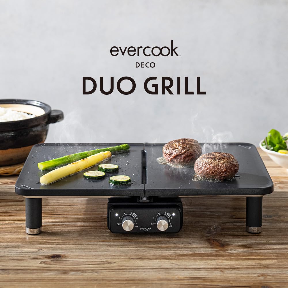 未使用品 evercook DUO GRILL 黒 HPY-121 Amazon | evercookDECO ホットプレート DUO GRILL 温度調節機能付き