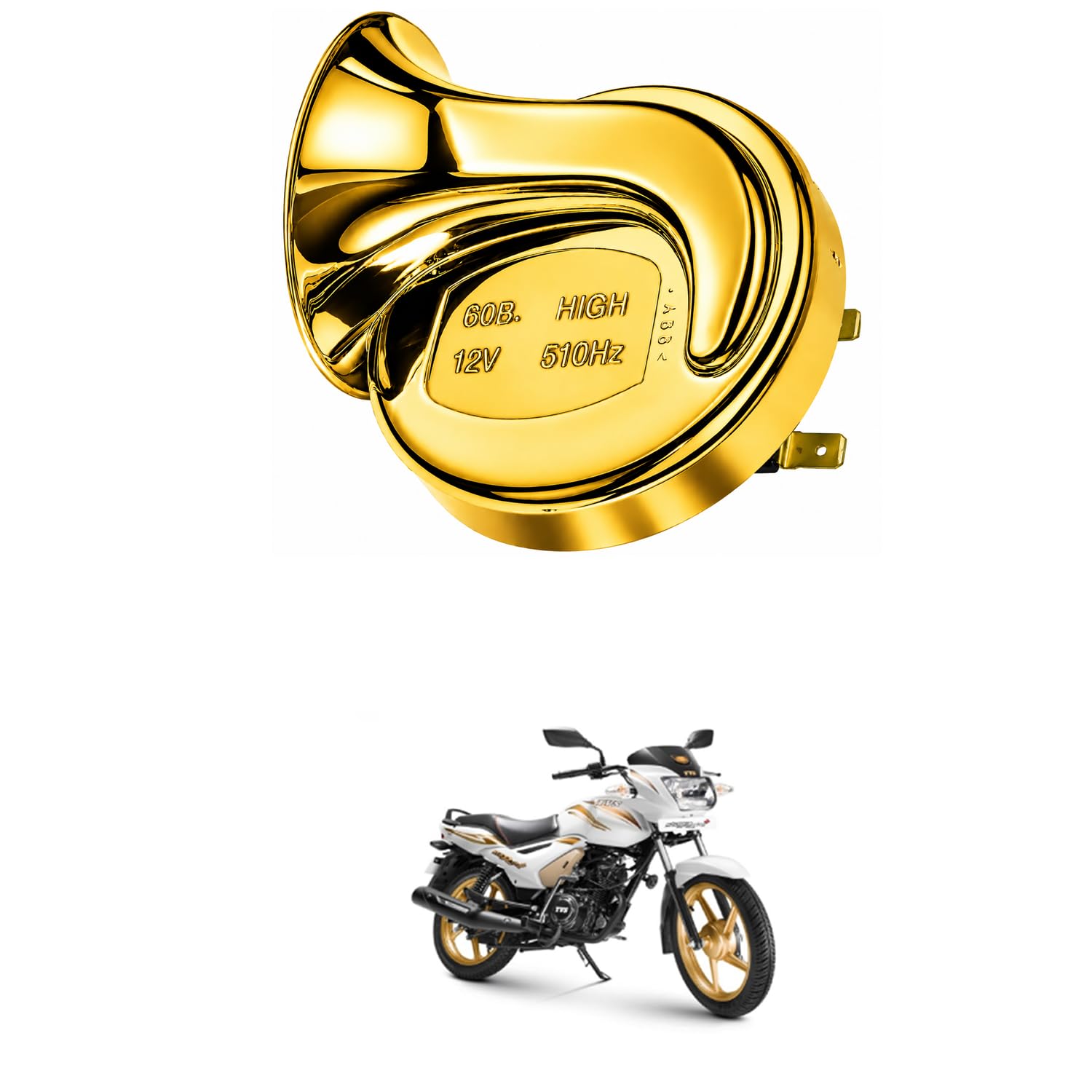 Universal 12V Snail Tweeter Horn 300dB Super Loud Waterproof Electric Horn, Premium Chrome Finish, Heavy Duty Brass Terminals for Car, Bike, Truck, SUV Comfortable With St-ar ci-ty Pl-us-image-48