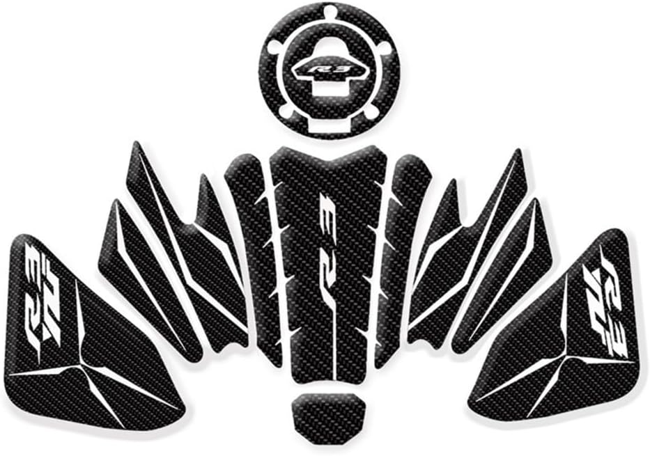 AL-mart Motorcycle Gas Cap Tank Pad Sticker Decal Protector Knee Grips Traction Pad Anti-Slip Heat Insulation Fits for Ya-maha YZF-R3 2015-2018