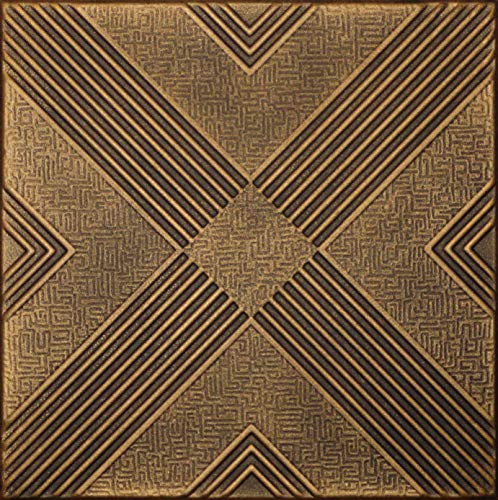 R34 Antique Gold 20x20 Amazing Styrofoam Tin Look Ceiling Tiles Easy to Glue Up On Any Type of Surface