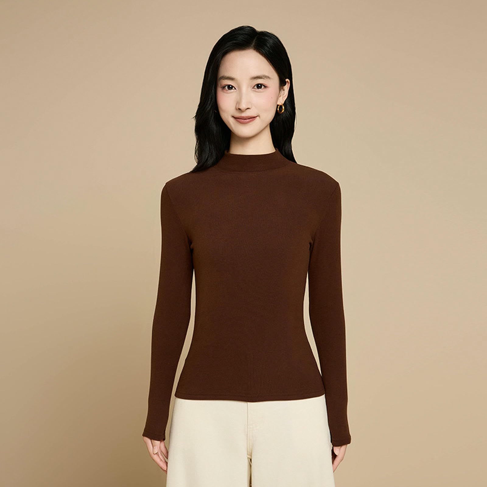 Maglia Termica Shirt da Fondo A Maniche Lunghe Autunno E Inverno Donna-Rosso-l