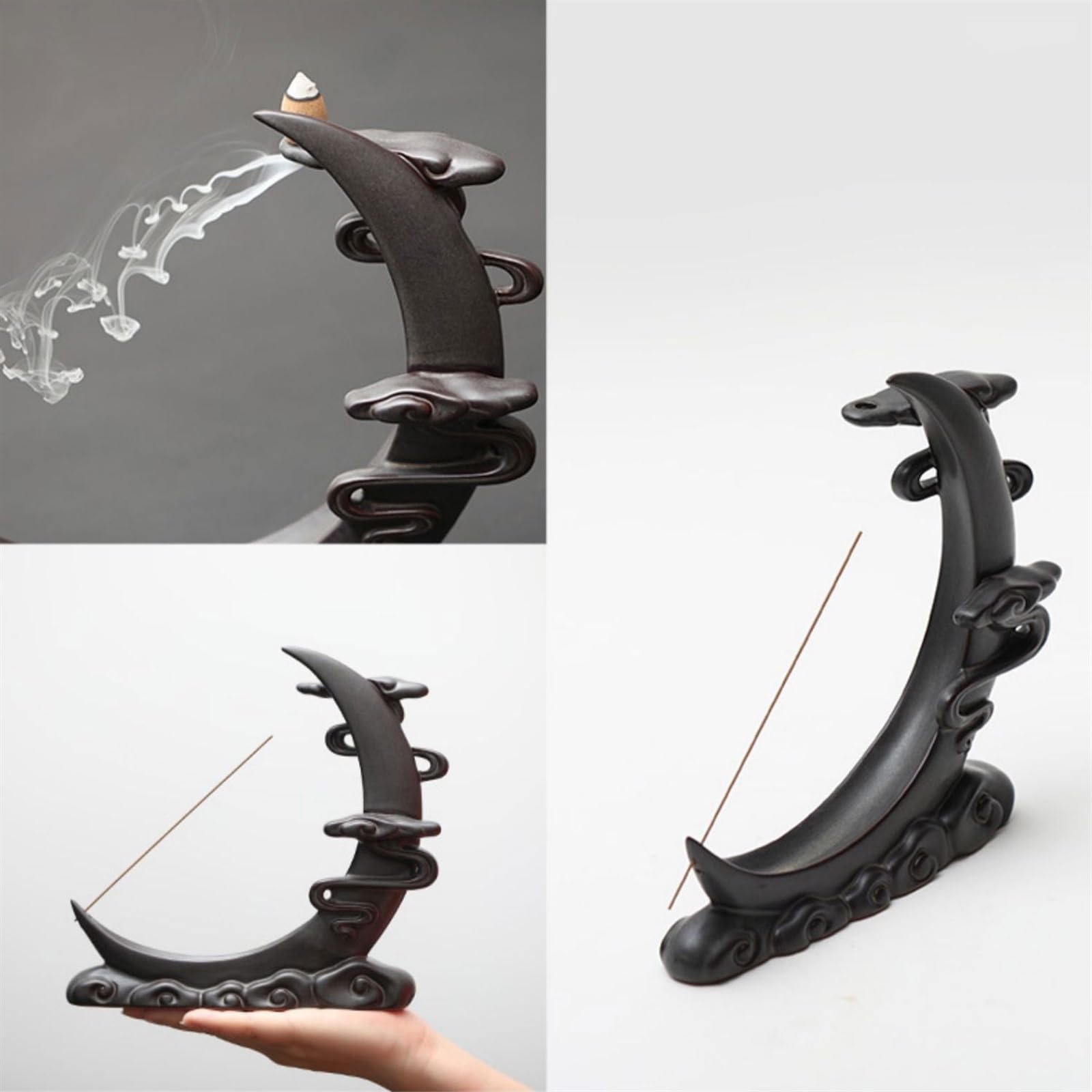 Recogedor de Cenizas Quemador de Incienso Flujo inverso, Adornos creativos, Soporte Decorativo cerámica Alta Gama, artículos con diseño Nubes Retro Decorativo
