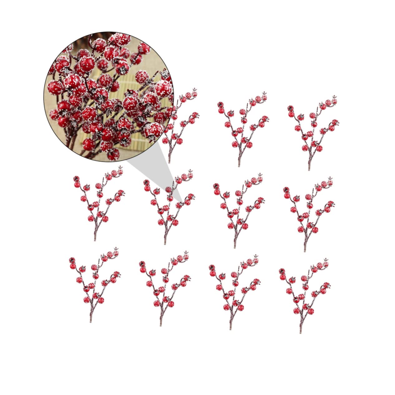 Ciieeo 3 Ensembles 12 Pcs Fruits Rouges Faux Pommetier Tiges De Houx Artificielles Baies Rouges pour L'Artisanat Baies De Houx De Noël Mini Baies De Noël Décoration D'Aiguille