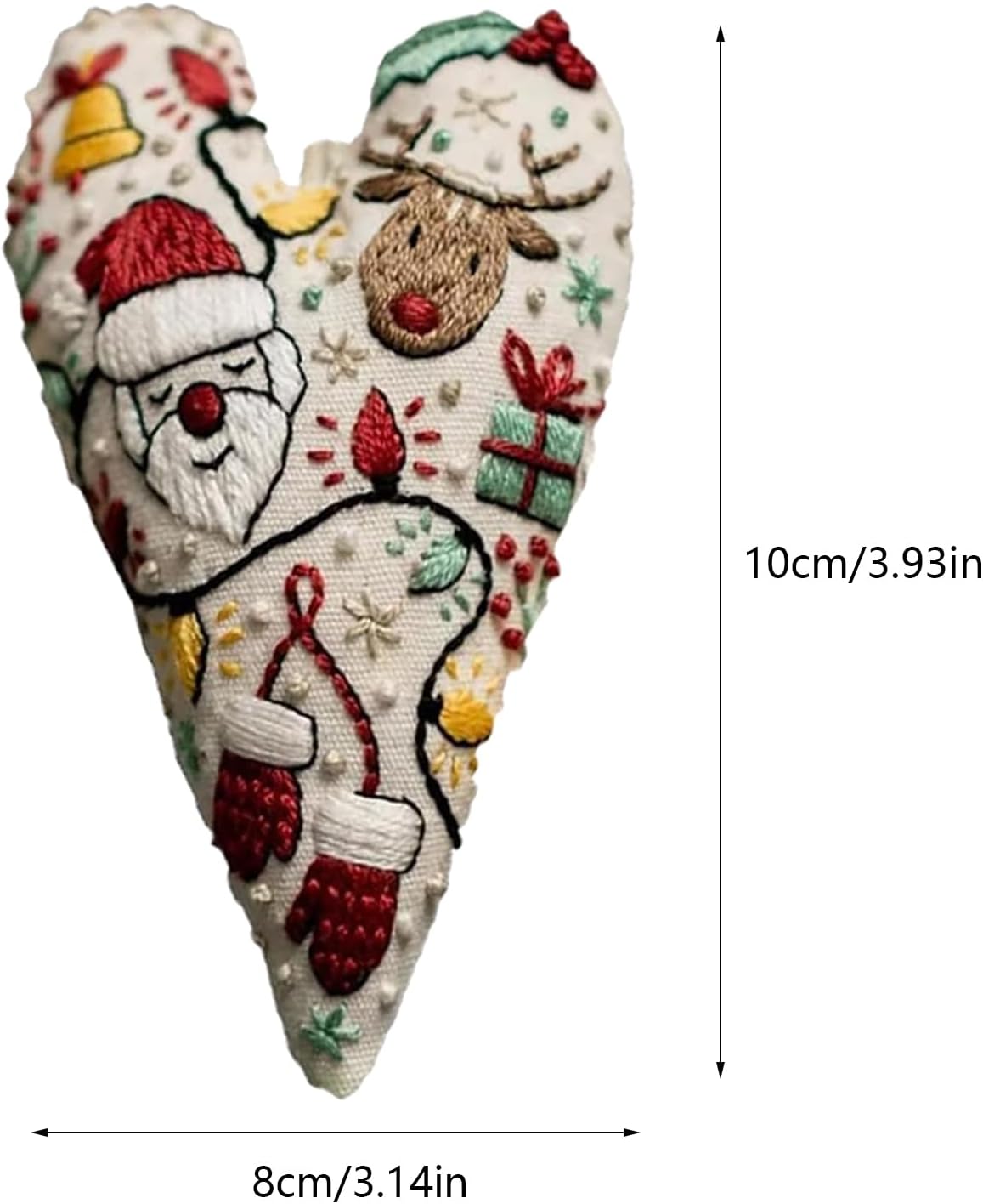 Christmas Heart-Shaped Embroidery Kit, Beginner Embroidery Kit for Adults, Hand Embroidery Starter Kits with Stamped Embroidery Xmas Pattern for Decor Home Room-8PCS