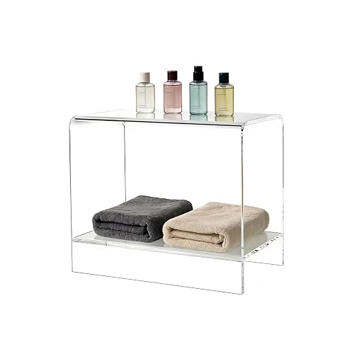21" Acrylic Shower Stool with Storage Shelf - Waterproof Bath
