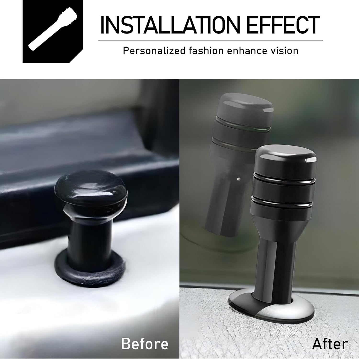 4 PCS Car Interior Door Lock Knob Pull Pin Cover, Metal Anti-Scratch Anti-Rust Safety Door Latch, Modified Personalized Door Lock Status Button Decorative Cover, Universal for Cars (Black)