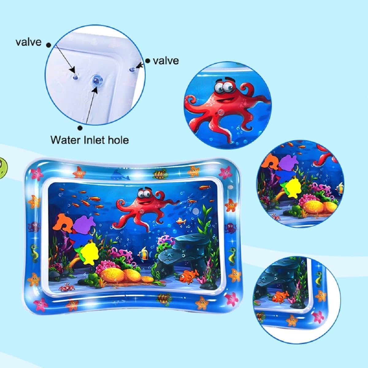Wassermatte Für Katzen, Wasser Sensorik Matte Für Haustiere, Sensorische Wasserspielmatte Für Katzen, Auslaufsicher Und Kratzfest, Leichtes, Faltbares Design, Wecken Den Jagdinstinkt (I,65cm*65cm)