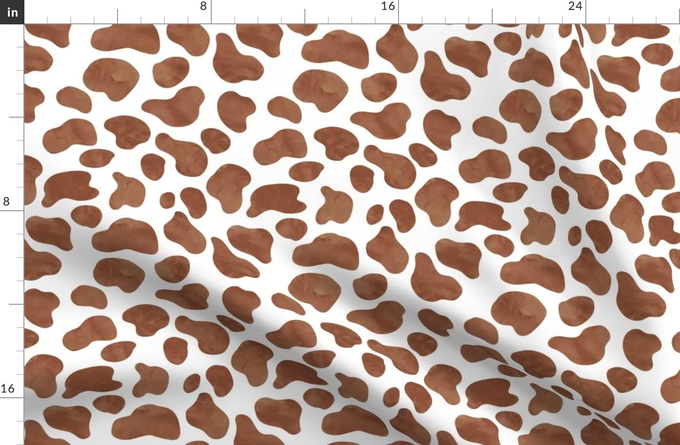 Spoonflower Fabric - Cow French Gold Brown Spots Animal Farm Prints Print Dairy Printed on Organic Cotton Sateen Fabric by The Yard - Sewing Quilting Apparel Home Decor