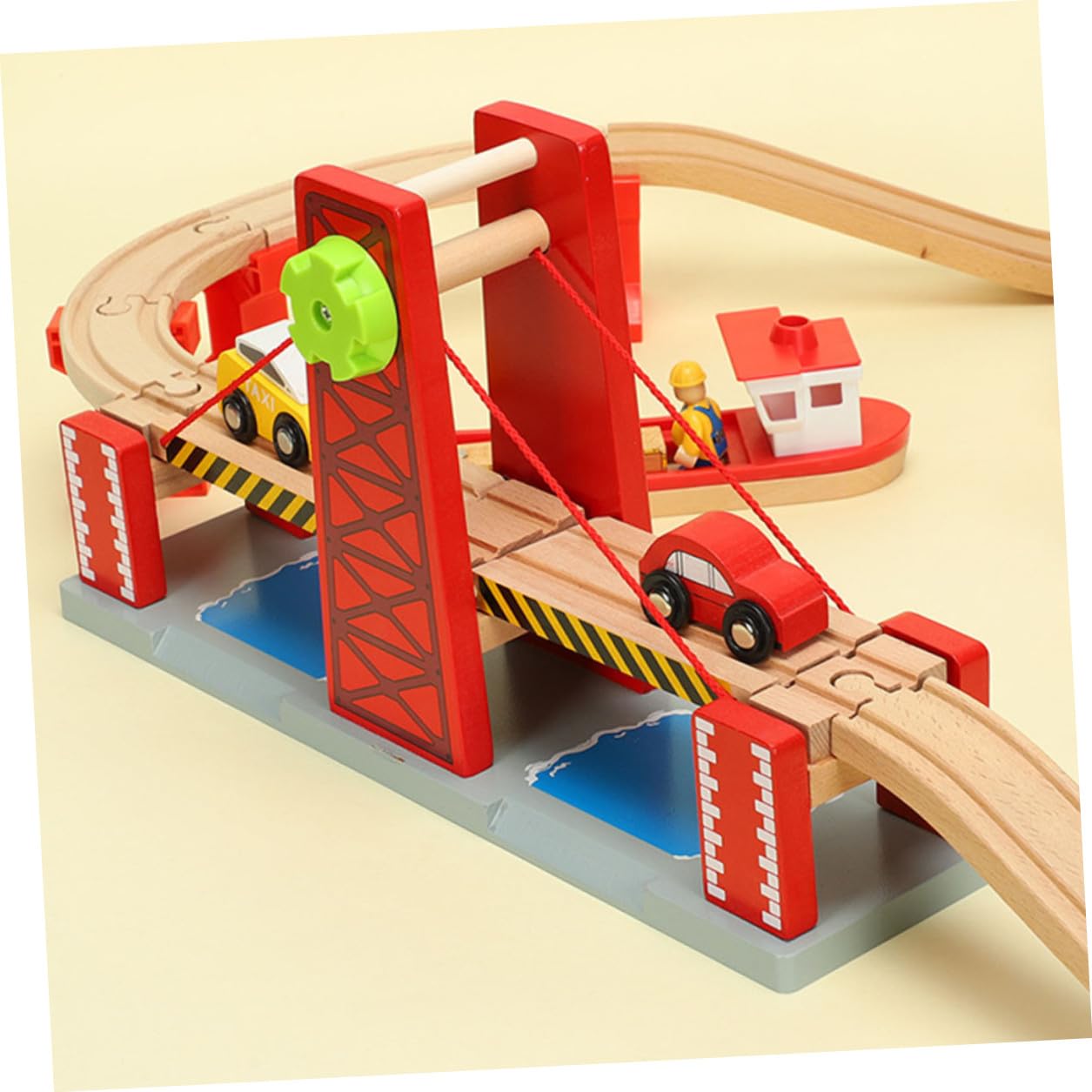 Ponte Levatoio per Trenino in Legno e Plastica, Set Rosso
