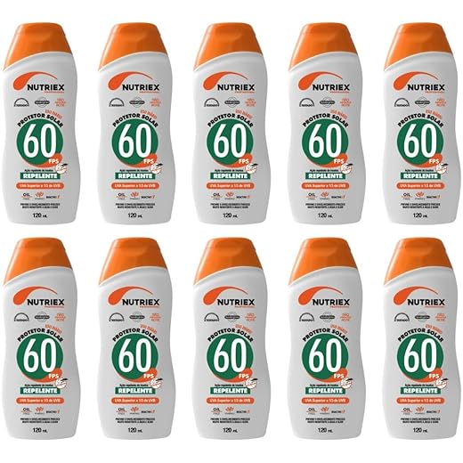 Kit 10 Protetor Solar Repelente Corporal Nutriex 60fps 120ml