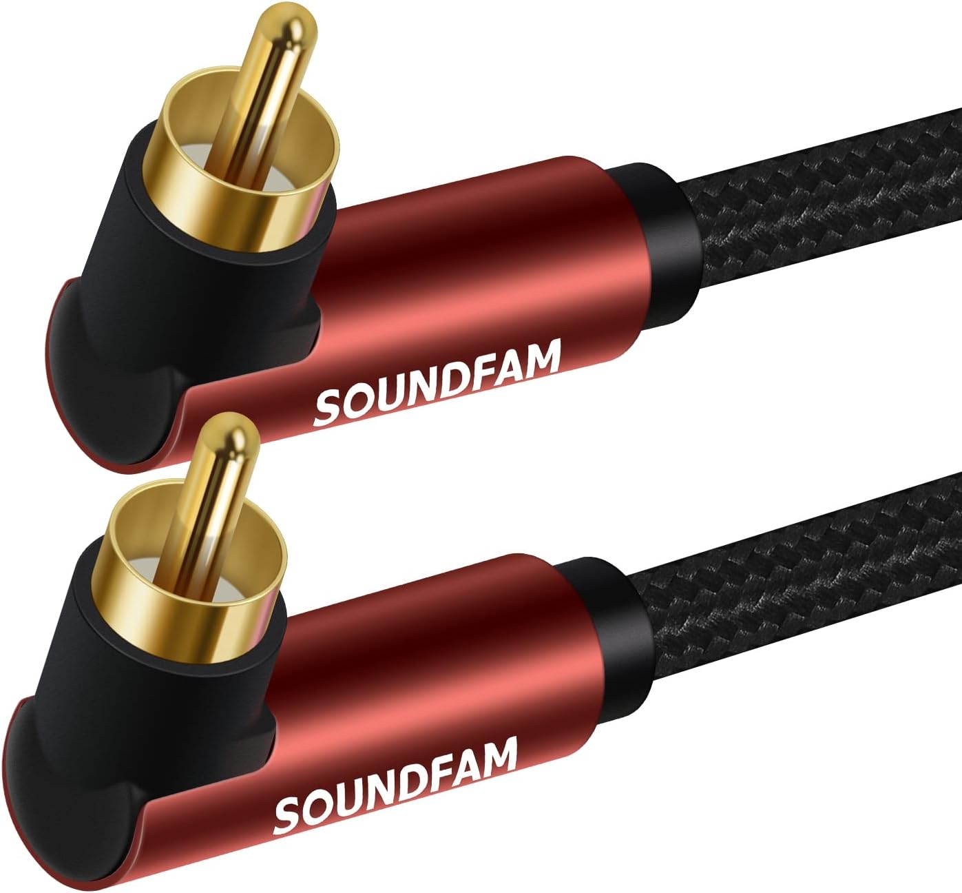 SOUNDFAM Dual 90 Degree RCA Cable Rigth Angle Subwoofer Cable New Upgrade Double RCA Coaxial Audio Cable-Wine Red (3.3FT/1M) : Electronics