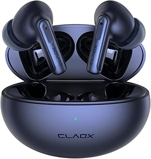 CLAOX Buds Wireless Earbuds, 5.3 Bluetooth Headphones, Active Noise Cancelling Earphones with Wireless Charging Case, Bluetooth Headset Built in Mic, Blue Earbuds for iPhone & Android