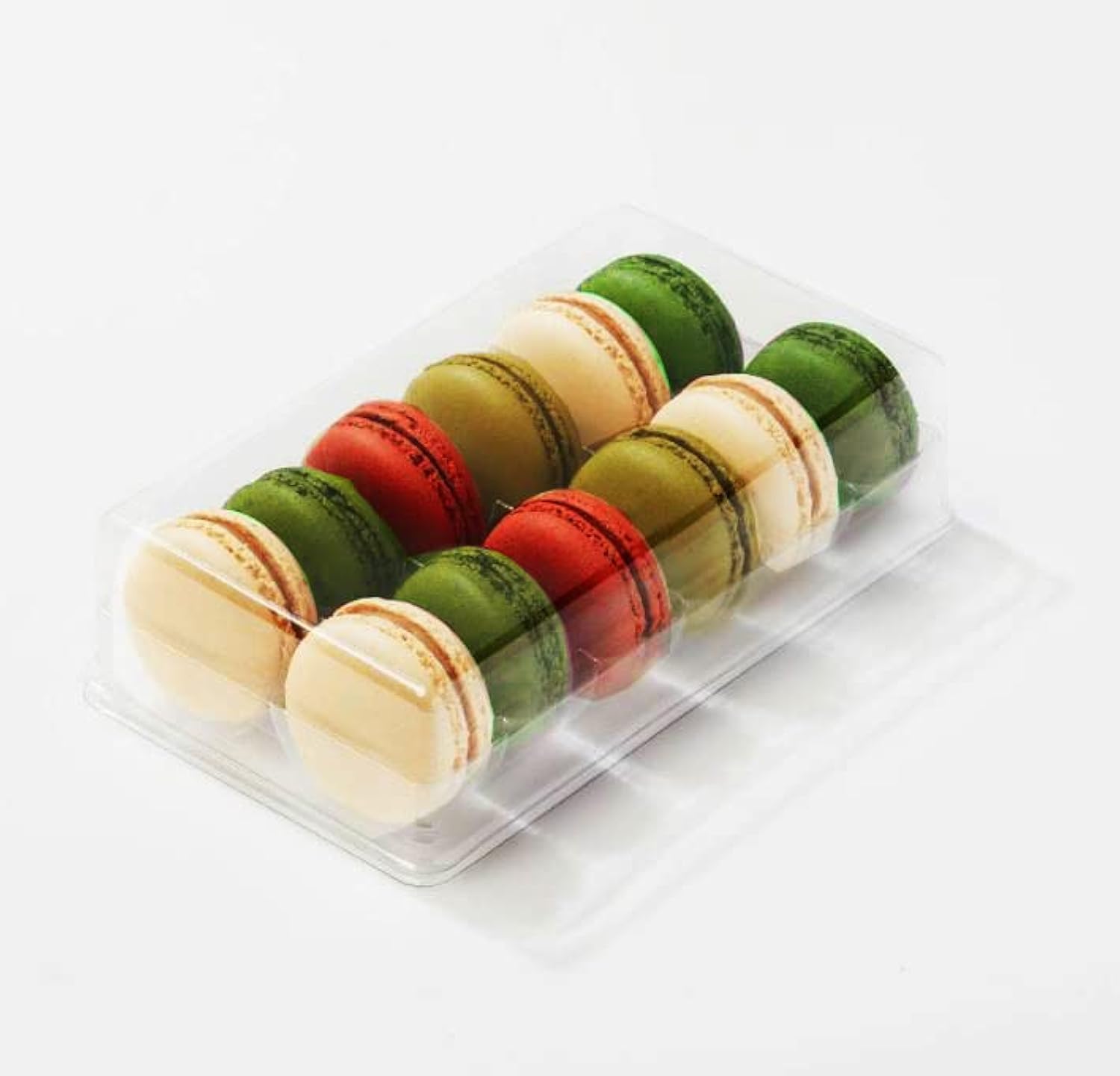 Pastry Chef's Boutique Clear Plastic French Macarons Small Gift Party Wedding Favor Boxes - Holds 12 Macarons - Pack of 10 (Clear Base)
