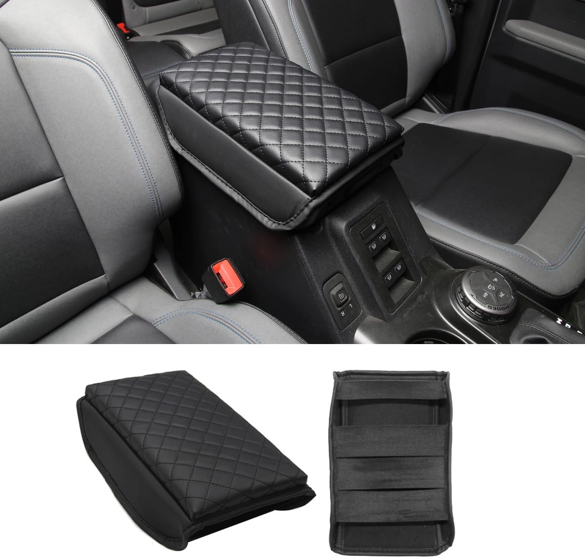 Center Console Armrest Cover for Ford Bronco Accessories 2021 2022 2023 2024 2/4-Door Leather Car Armrest Pad Cover Scratch Resistance Armrest Cushion