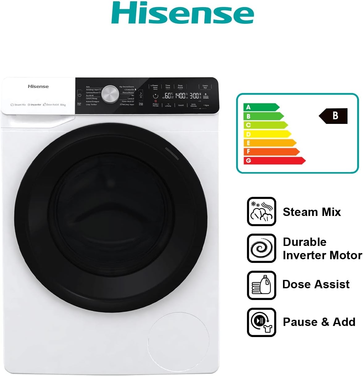 HISENSE WFGA10141VM Lavatrice 10Kg, 1.400rpm, A+++, motore inverter HISENSE WFGA10141VM Lavatrice 10Kg, 1.400rpm, A+++, motore inverter