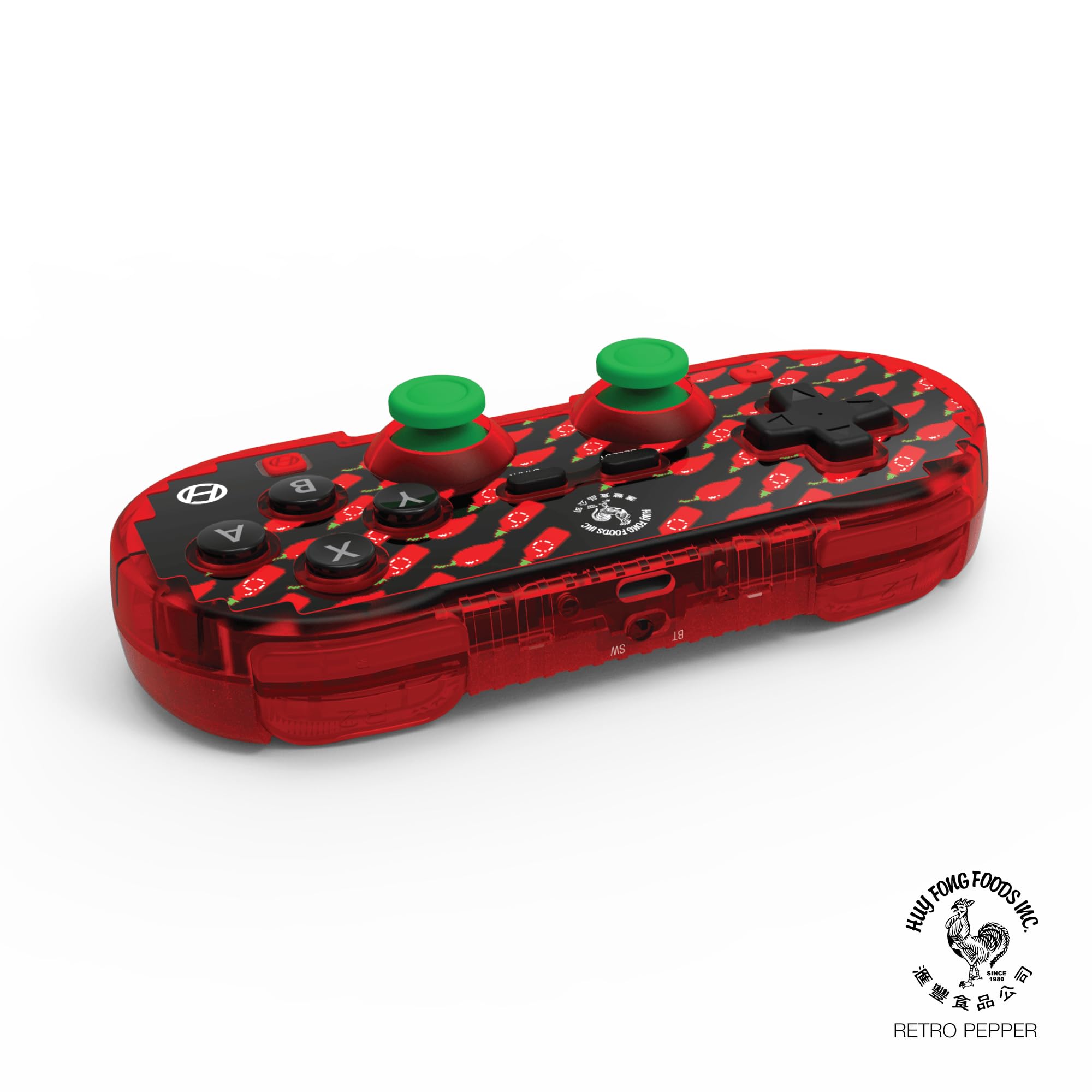 Hyperkin Limited Edition Official Sriracha Pixel Art Bluetooth Controller - Officially Licensed - For Nintendo Switch®, PC, Mac®, Android®, iOS® (Retro Pepper)