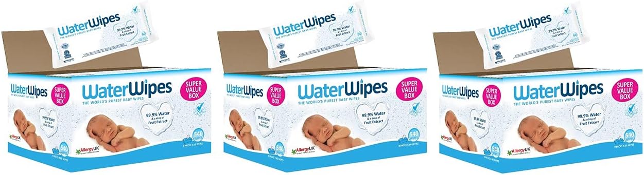 WaterWipesPack of 3 Baby Wipes 9 x 60 (1620 wipes)