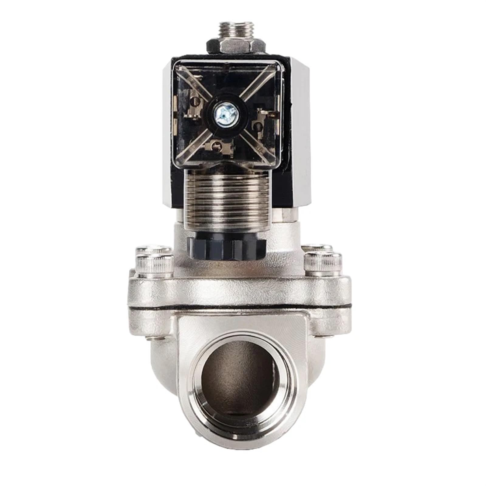 Electroválvula eléctrica de 1/2", 3/4", 1" y 2" for Agua, 220 V, 12 V, 24 V y 110 V, Normalmente Cerrada, Acero Inoxidable, IP65, Bobina DIN, Alta Temperatura.(220VAC-EPDM-SEAL,0.5 Inch)