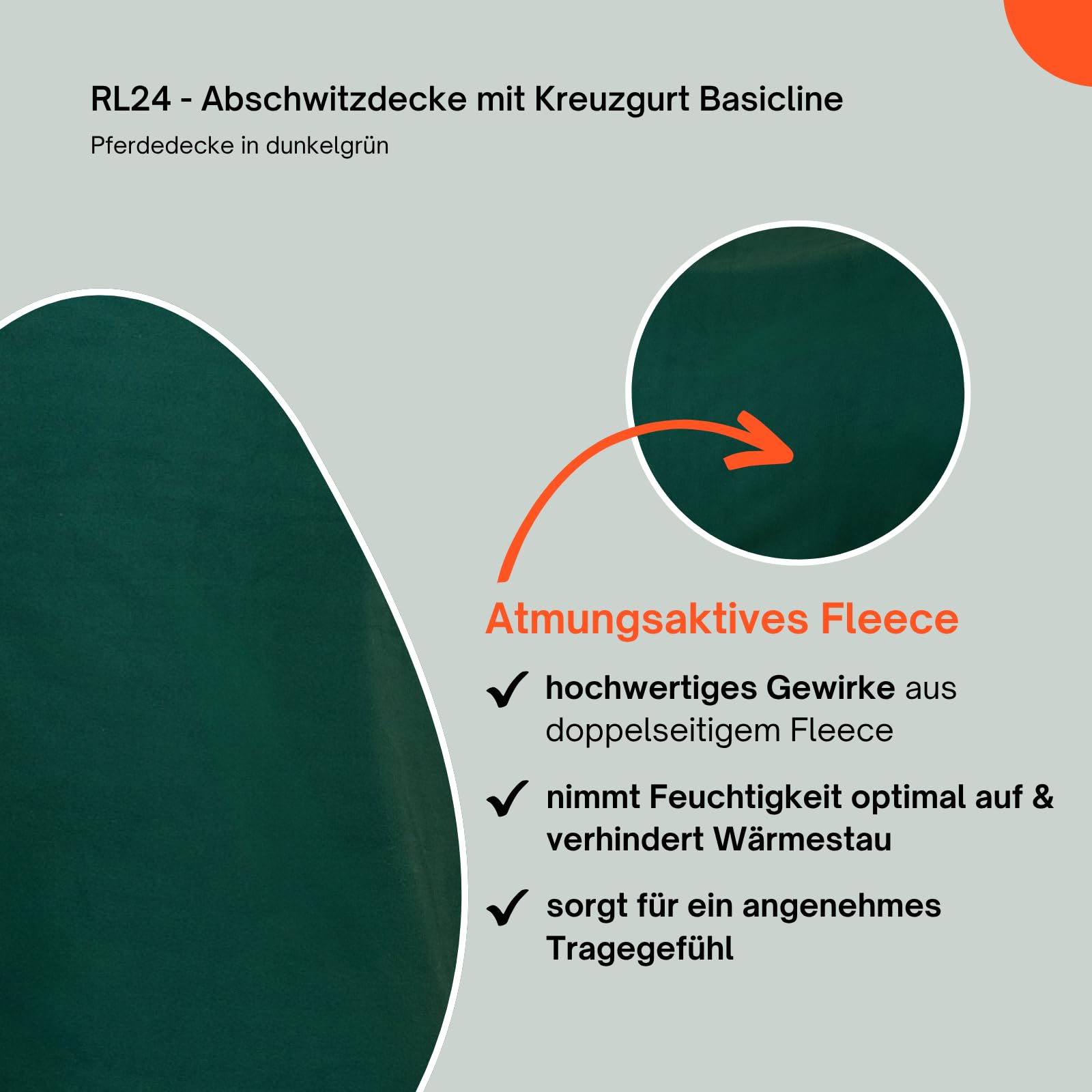 RL24 - Abschwitzdecke mit Kreuzgurt BASICLINE dunkelgrün 145cm