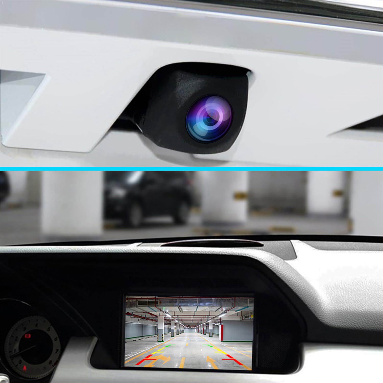 Inefala Telecamera per Retromarcia IP68 Resistente all'acqua 170° Telecamera per Auto DC 12V AHD/CVBS Super Night Vision Telecamera per Auto Cavo 6M Per Caravan/Auto/Camion/Suv/RV/Van 12V