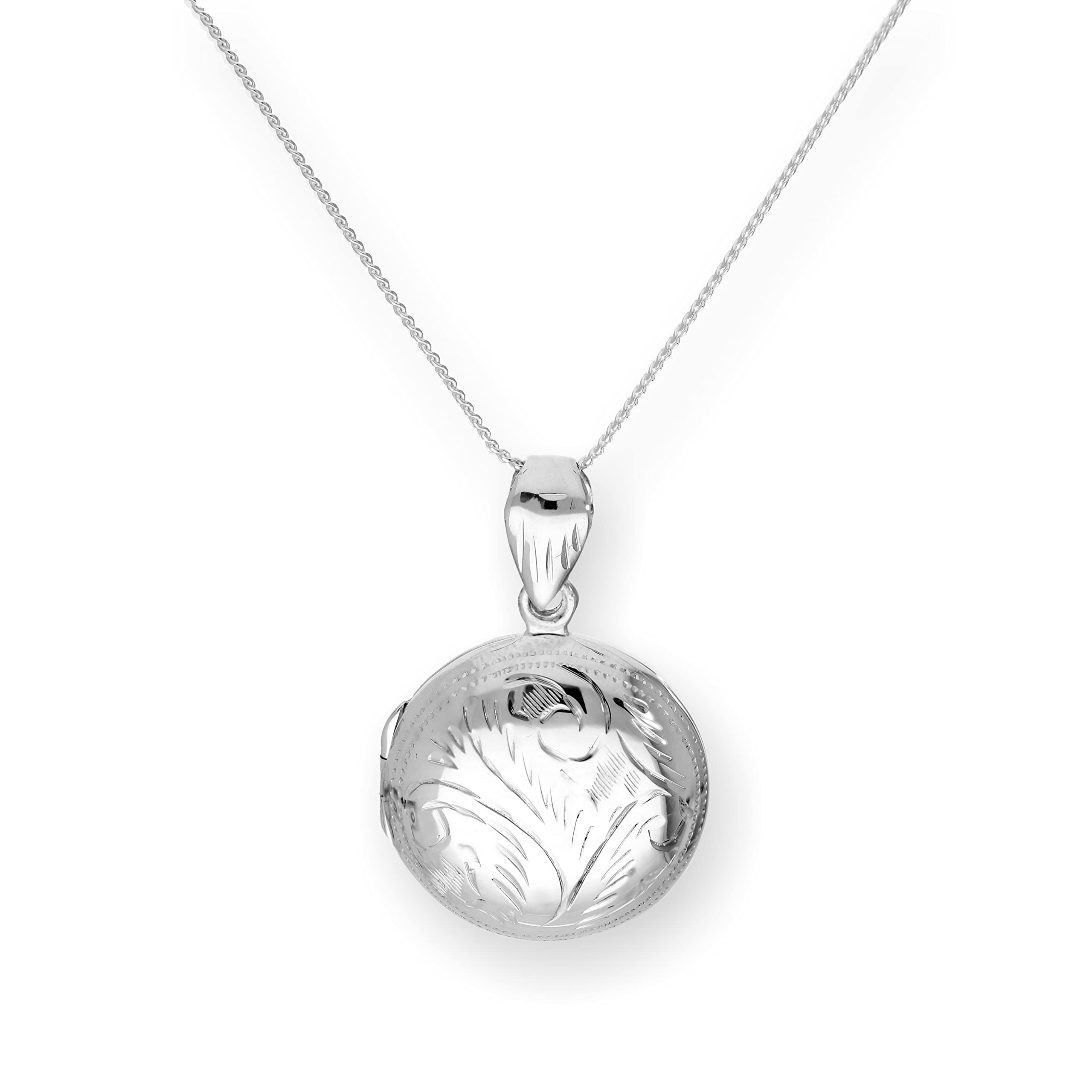 jewellerybox Collier et Pendentif Médaillon Rond à Motifs en Argent 925/1000-41 à 56cm