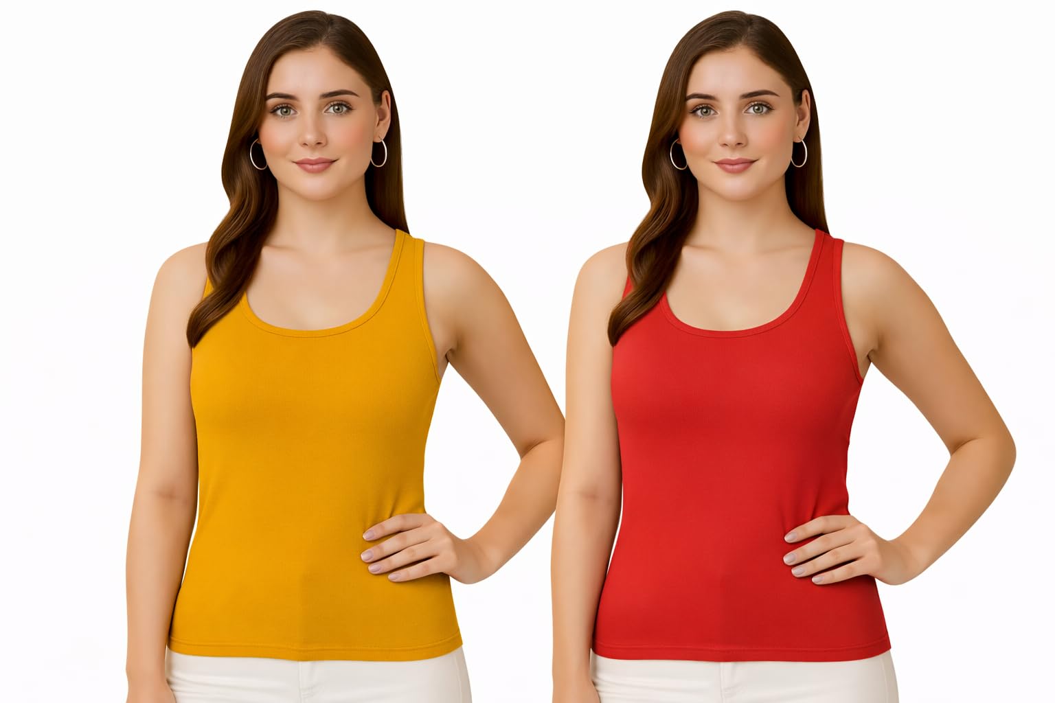 Women’s Cotton Camisole Tank Top Pack of 2 – Soft Stretch Sleeveless Innerwear, Breathable Everyday Layering Tops for Casual Wear & Loungewear-picture-56
