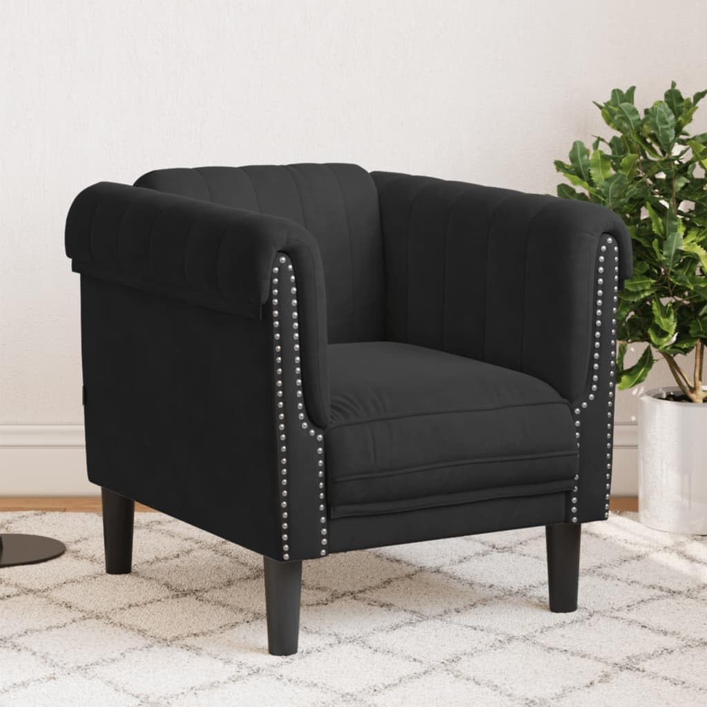 Fauteuil noir en velours pour salon et chambre Homgoday
