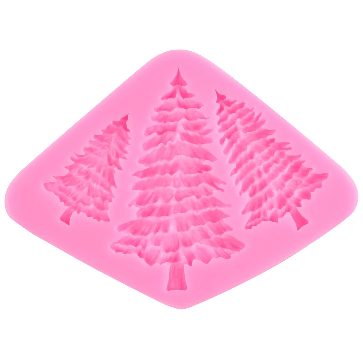 ZiXiang Juego de 2 moldes de silicona para árbol de Navidad, fondant, decoración de pasteles, decoración de cupcakes, arcilla polimérica, caramelos, chocolate, goma de mascar