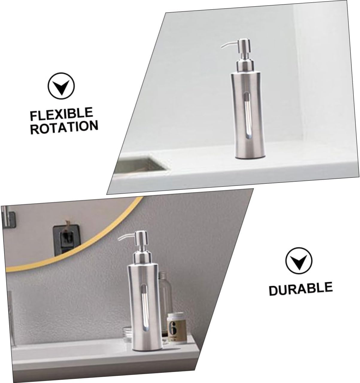LABRIMP Stainless Steel Pump Bottle Hand Soap Dispenser Refillable Lotion Dispenser for Bathroom Kitchen Boys and Girls Accessories