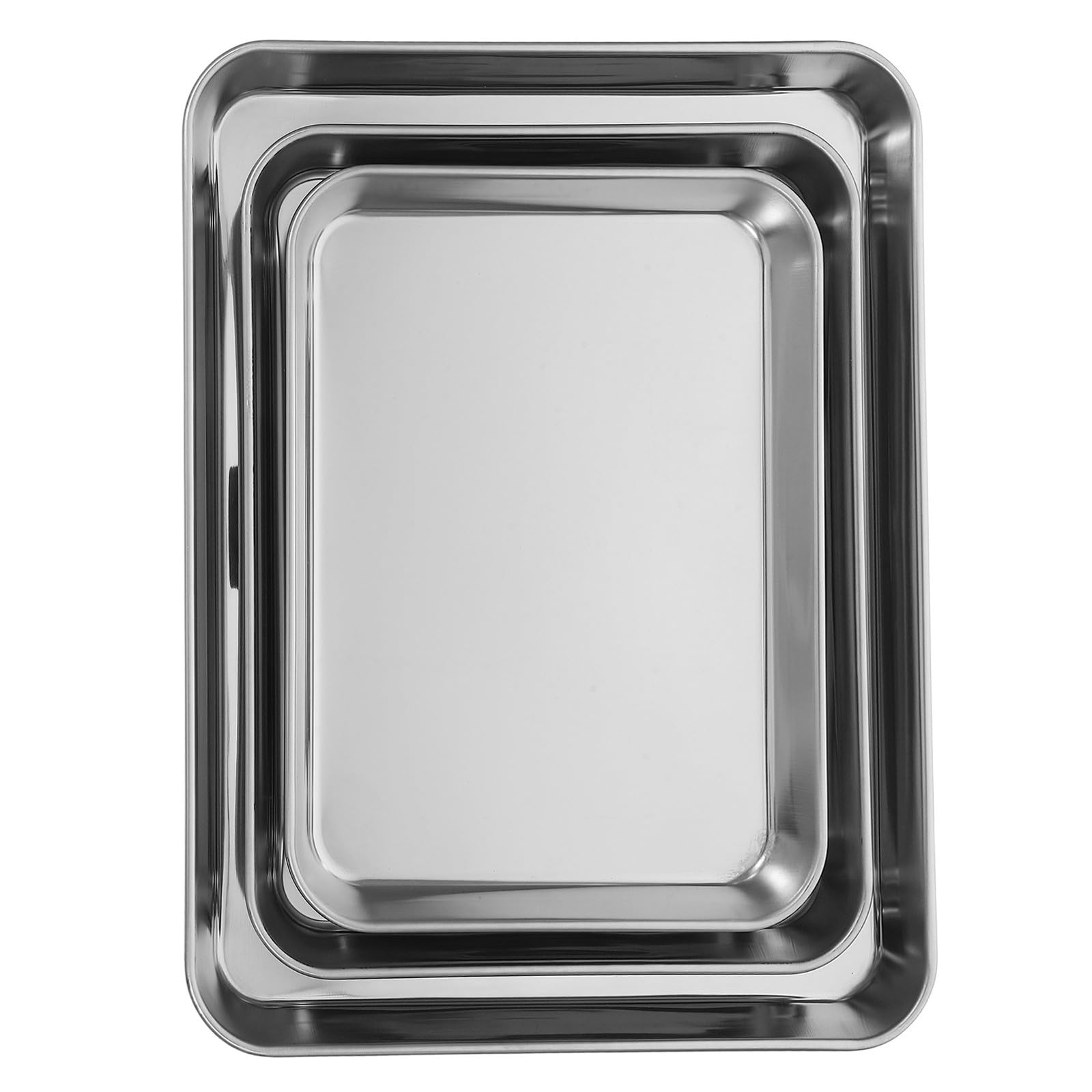 TIDTALEO Fáciles de Limpiar para Horno Tostador 3 Bandejas de Acero Inoxidable 430 Compactas Rectangulares Antiadherentes para Camping y Fiesta