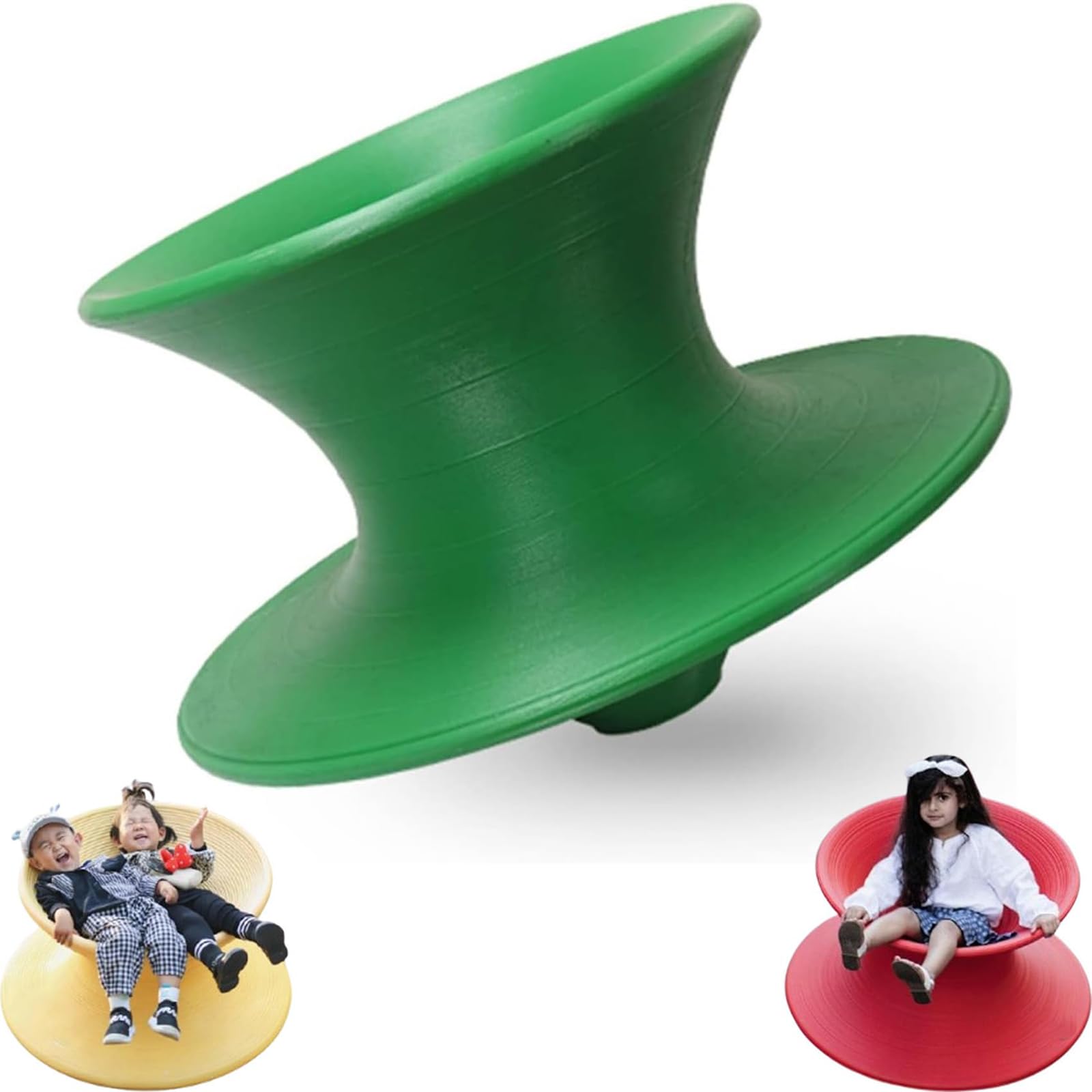 One-Piece Molded Gyro Swivel Chair, 360° Spinner Seat Recliner, Sensory Spinning Seat, Ergonomic Swivel Seat for Kids, Indoor Outdoor Sensory Equipment (Green, 25inx17in)