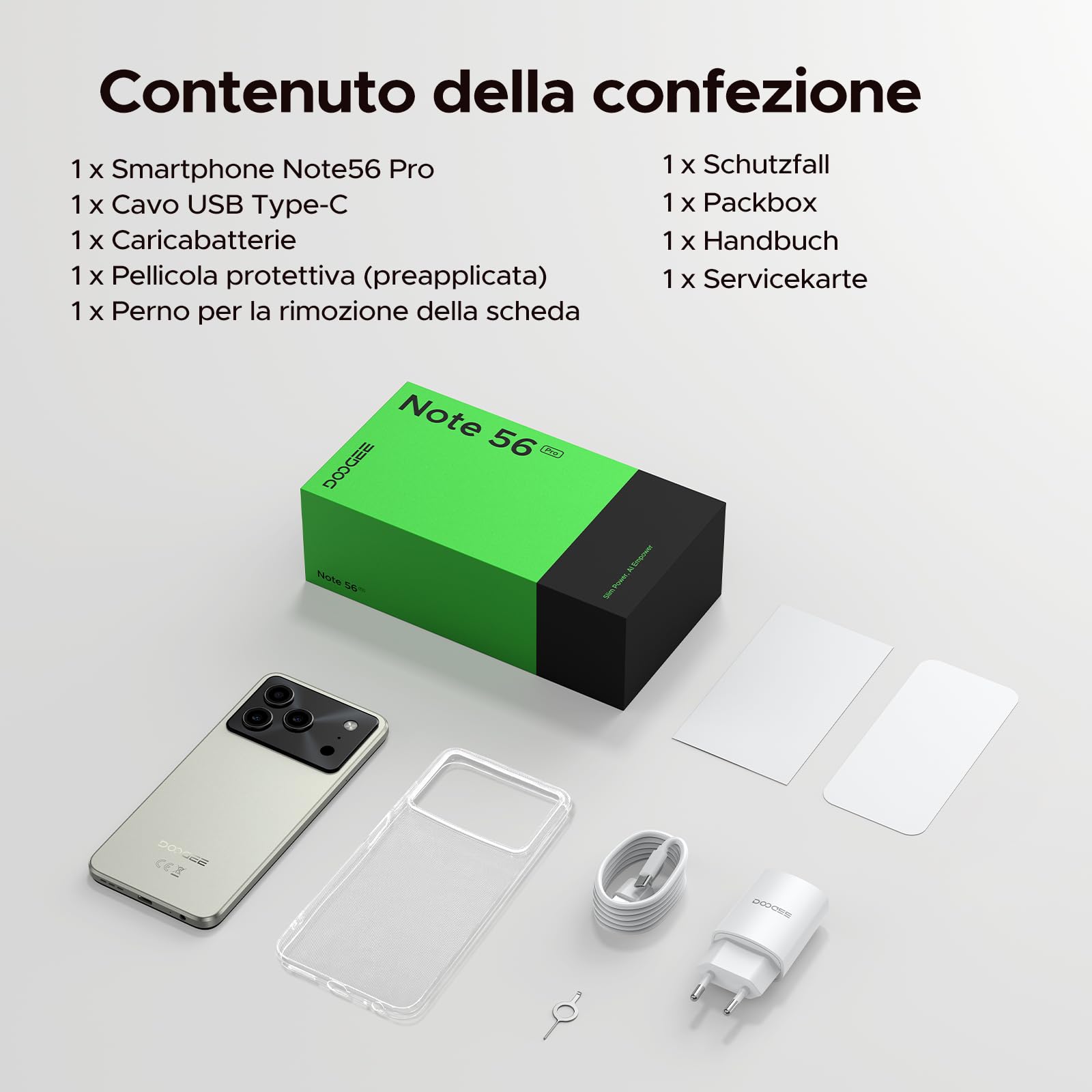 Note 56 Pro Smartphone Android 16, 32GB+128GB/2TB, 6150mAh Batteria, UNISOC T7225 Telefono, 6.56" HD+90Hz, 13MP+8MP Cellulare, NFC/Widevine L1/Face Unlock, Naturali