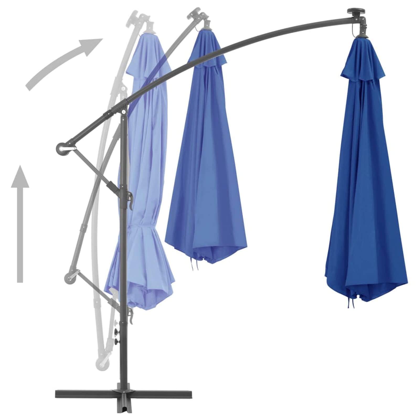 Tidyard Parasol Excéntrico Sombrilla Voladiza Parasole para Terraza Jardín Playa Balcón Piscina Patio Sombrilla voladiza con Luces LED Azul 350 cm