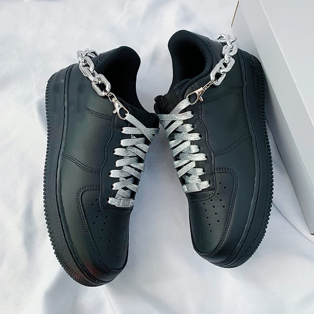 Cordones elásticos para zapatos, juego de cordones de cadena para zapatos, cordones de cadena para colgar, cordones planos, accesorios de cadena de zapatos con purpurina delicada, el juego incluye 2