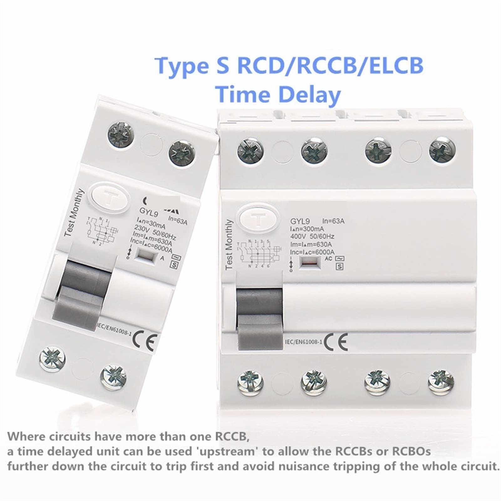 Automatyczny wyłącznik elektromagnetyczny typu GYL9 AC-S RCD RCCB ELCB 1 szt. (AC-S 2P 40A, 100mA)